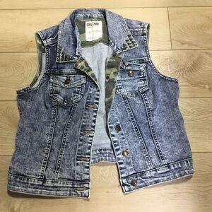 GRG DNM Blue Denim Vest with Studded Details